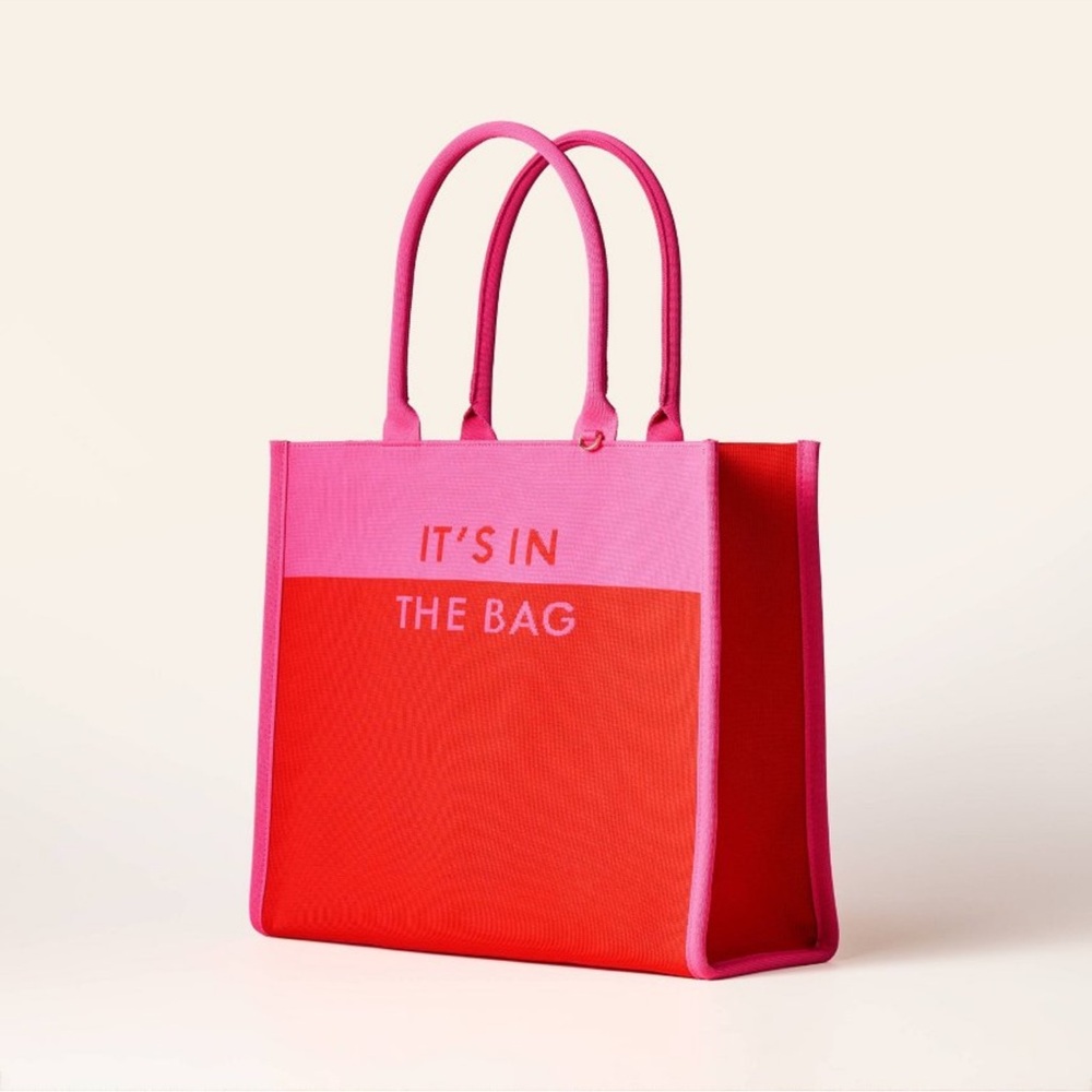 NWT ♠️ Kate Spade Target Colorblock Knit Tote Bag Pink and Red It’s in the Bag